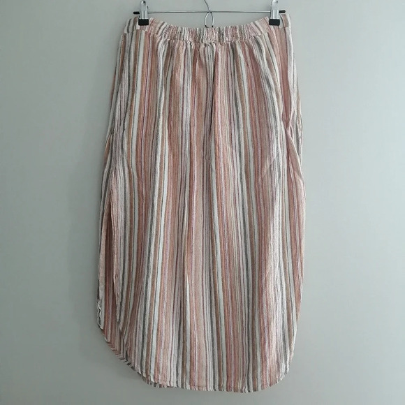Urban Outfitters Carson Linen Blend Button Front Striped Midi Skirt Medium - Picture 4 of 16